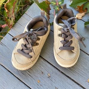 Carter’s tan lace-up shoes, size 6 toddlers.